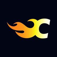 initial c flame logotyp vektor