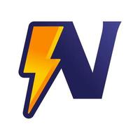 initial n thunder logotyp vektor