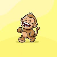 süßer Affe glücklich zu Fuß vektor