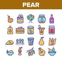 päron vitamin frukt samling ikoner set vektor