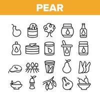 päron vitamin frukt samling ikoner set vektor