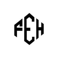 feh-Buchstaben-Logo-Design mit Polygonform. feh Polygon- und Würfelform-Logo-Design. feh Sechseck-Vektor-Logo-Vorlage in weißen und schwarzen Farben. feh monogramm, geschäfts- und immobilienlogo. vektor