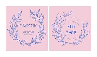 uppsättning botaniska logotyper för ditt företag. perfekt för kosmetiska märken. ekodesign. hållbart liv. vektor