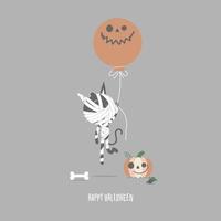 glad halloween holiday festival med mamma katt och pumpa, platt vektor illustration seriefigur design