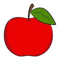 Apfel, Obst in einem linearen Stil. farbenfrohes Vektordekorelement, von Hand gezeichnet. vektor