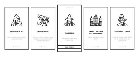 märchen magisches geschichtenbuch onboarding icons set vektor