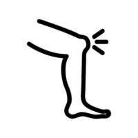 Symbolvektor für Schmerzen im Knie. isolierte kontursymbolillustration vektor
