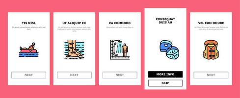 vattenpark attraktion och pool onboarding ikoner som vektor