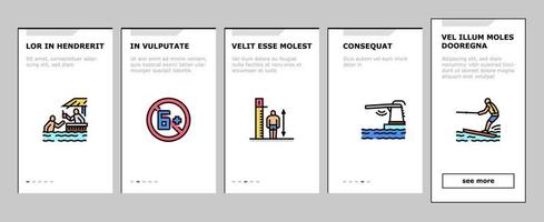 Wasserpark-Attraktion und Pool-Onboarding-Symbole setzen Vektor