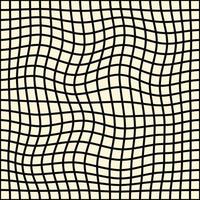 minimales abstraktes gewelltes lineares nahtloses Muster. schwarz verzerrt kariert auf beigem Hintergrund. geometrischer Vektordruck vektor