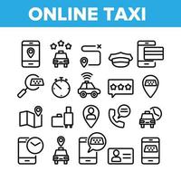 online taxi samling element ikoner som vektor
