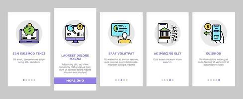 Onboarding-Symbole für Online-Banking-Finanzen setzen Vektor