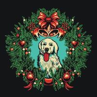 jul krans och hund vektor illustration
