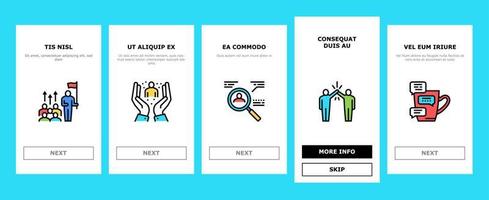 Geschäftssituationen Onboarding-Symbole setzen Vektor