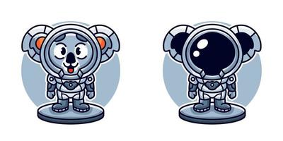 koala astronauten tecknad illustration vektor