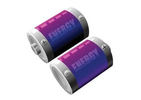 illustration av två batteri på vit background.it är för energi koncept vektor