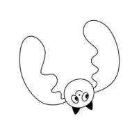 doodle glad söt fladdermus flyger upp och ner konturskiss vektor