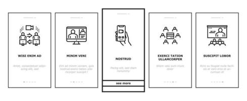 Onboarding-Symbole für Online-Videokonferenzen setzen Vektor