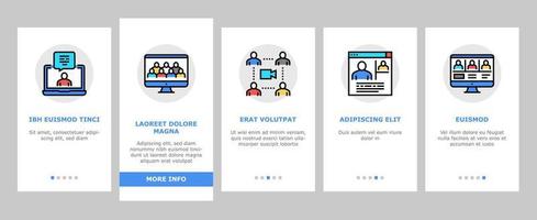 online videomöte onboarding ikoner set vektor