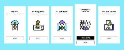 Onboarding-Symbole für Online-Banking-Finanzen setzen Vektor