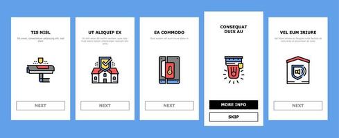 hem säkerhet enhet onboarding ikoner som vektor
