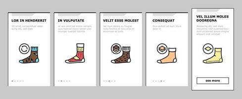 Socken Stoff Zubehör Onboarding Icons Set Vektor