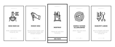Onboarding-Ikonen des Chemielabors stellten Vektor ein