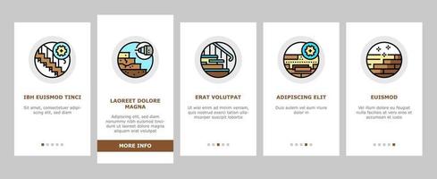 trägolv och trappa renovera onboarding ikoner som vektor