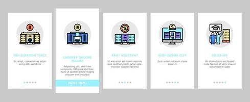 högre utbildning och examen onboarding ikoner som vektor