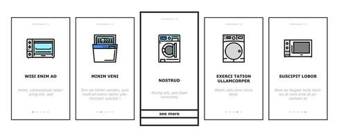 geräte haushaltsgeräte onboarding icons set vektor