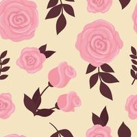 söta sömlösa mönster med rosa rosor och knoppar. vackra vårblommor, förpackningsdesign, bröllopsdekoration. platt illustration vektor