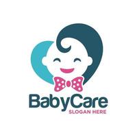 schlafende niedliche Baby-Logo-Design-Vorlage vektor