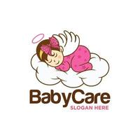 schlafende niedliche Baby-Logo-Design-Vorlage vektor