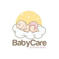 schlafende niedliche Baby-Logo-Design-Vorlage vektor