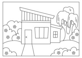 hus målarbok för barnaktivitet utskrivbar vektor