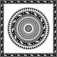 Kreis-Mandala-Ornament mit quadratischem Rahmen auf weißem Hintergrund. Kunst, Linie, Silhouette, kreativer und einzigartiger Stil. geeignet für symbol, dekor, fliesen, druck, tapete, karte, gruß, hochzeit und textil vektor