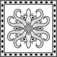 Blumen-Mandala-Ornament mit quadratischem Rahmen. Kunst, Linie, Silhouette, kreativer und einzigartiger Stil. geeignet für symbol, zeichen, dekor, fliesen, druck, tapete, karte, gruß, hochzeit und textil vektor