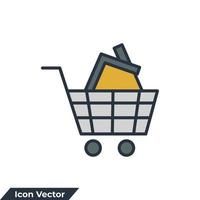 Haus einkaufen Symbol Logo Vektor Illustration. kaufen. Einkaufswagen mit Haussymbolvorlage für Grafik- und Webdesign-Sammlung
