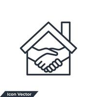 Dokument mit Home-Symbol-Logo-Vektorillustration. Vertragsunterzeichnung Symbolvorlage für Grafik- und Webdesign-Sammlung vektor