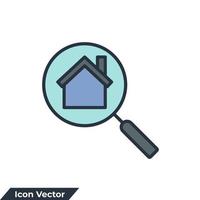 Suche nach Haus-Symbol-Logo-Vektor-Illustration. Lupensymbolvorlage für Grafik- und Webdesign-Sammlung vektor