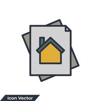 Dokument mit Home-Symbol-Logo-Vektorillustration. Vertragsunterzeichnung Symbolvorlage für Grafik- und Webdesign-Sammlung vektor