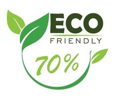 miljövänlig stämpel ikoner vektor illustration med gröna ekologiska växt blad. miljövänlig grönt blad etikett klistermärke. 2D vektorillustration.