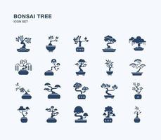 Bonsai-Baum solide Symbolsatz vektor