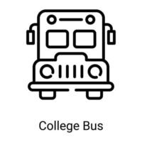 College-Buss-Liniensymbol isoliert auf weißem Hintergrund vektor
