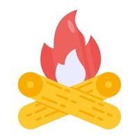 Lagerfeuer-Symbol, flacher editierbarer Vektor