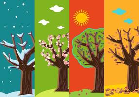 Fyra årstider abstrakta träd vektor