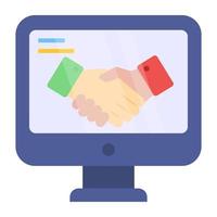 Handshake im Monitor, Konzept des Online-Deals vektor