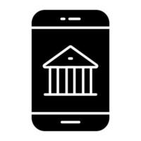 kolumnbyggnad inuti smartphone, ikon för mobilbank vektor