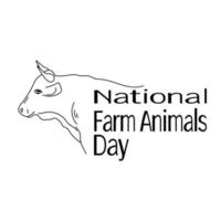 Nationaler Tag der Nutztiere, Silhouette von Rindern für Banner oder Postkarten vektor