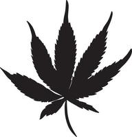 schwarzes Cannabisblatt. Silhouette von Cannabis vektor